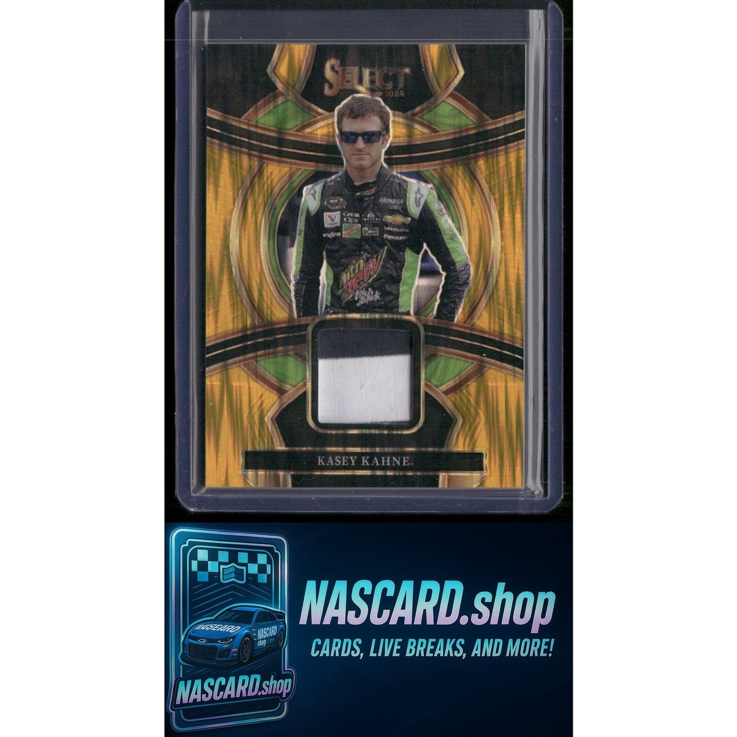 2024 Panini Select #SS-KKN Kasey Kahne Selective Swatches Gold Flash Prizms #/10