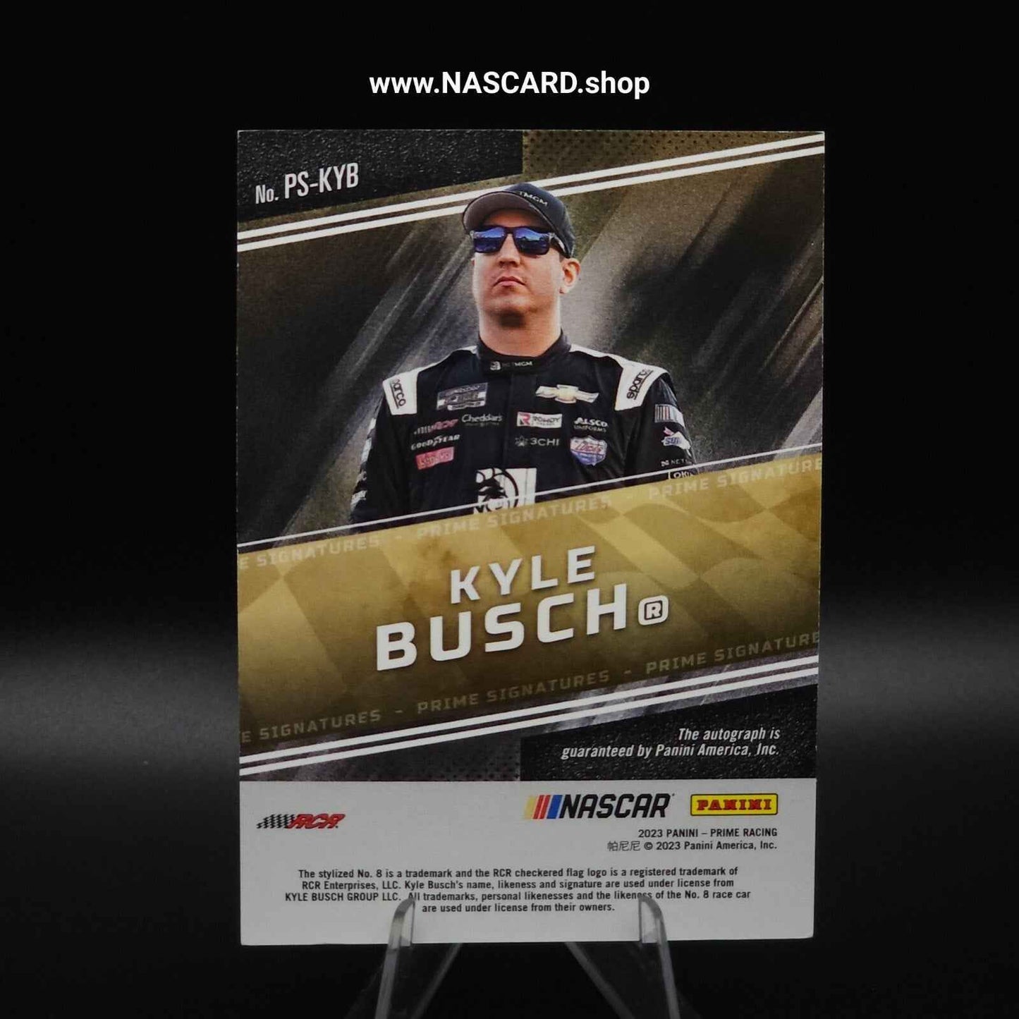 2023 Panini Prime Racing Prime Signatures Red #PS-KYB Kyle Busch /25 - NASCARD.shop