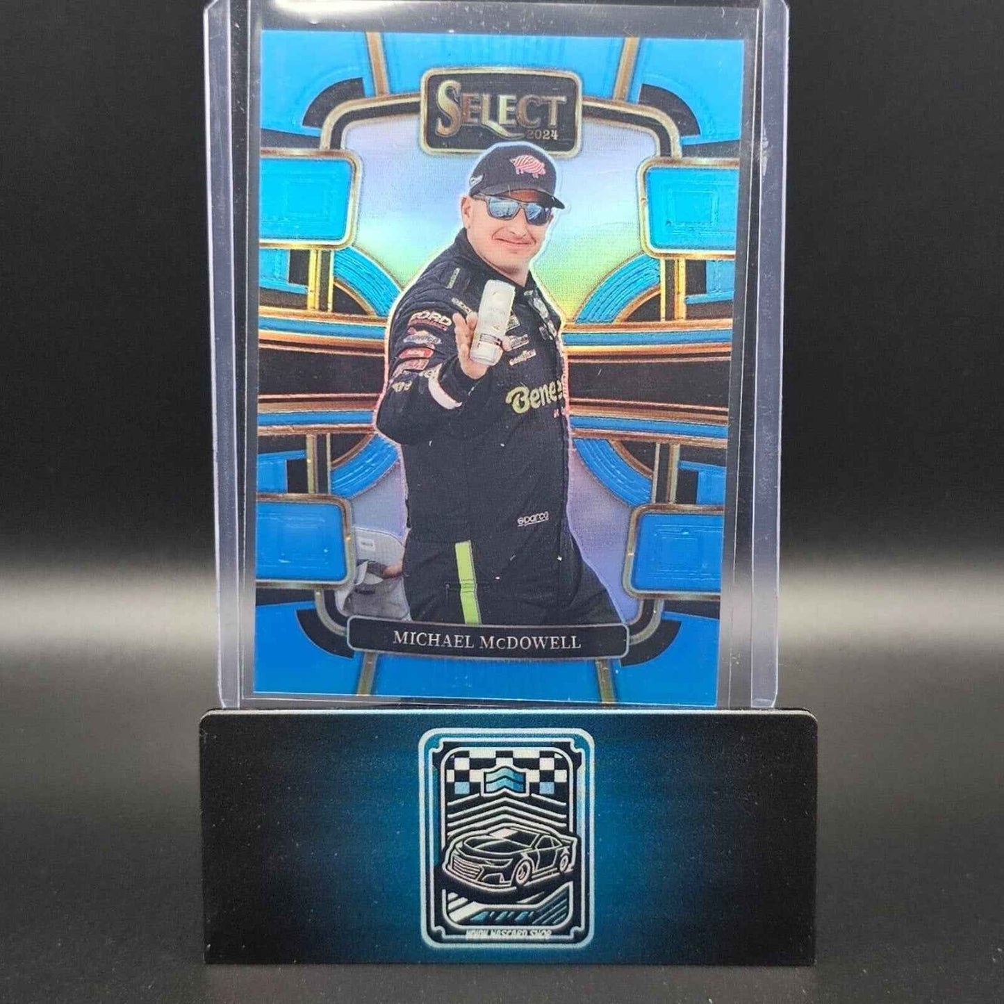 2024 Panini Select - Grandstand Light Blue Prizm #44 Michael McDowell /199 - NASCARD.shop