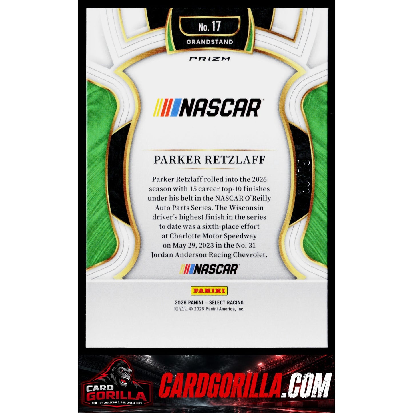 2026 Panini Select #17 Parker Retzlaff Neon Green Prizms #/75