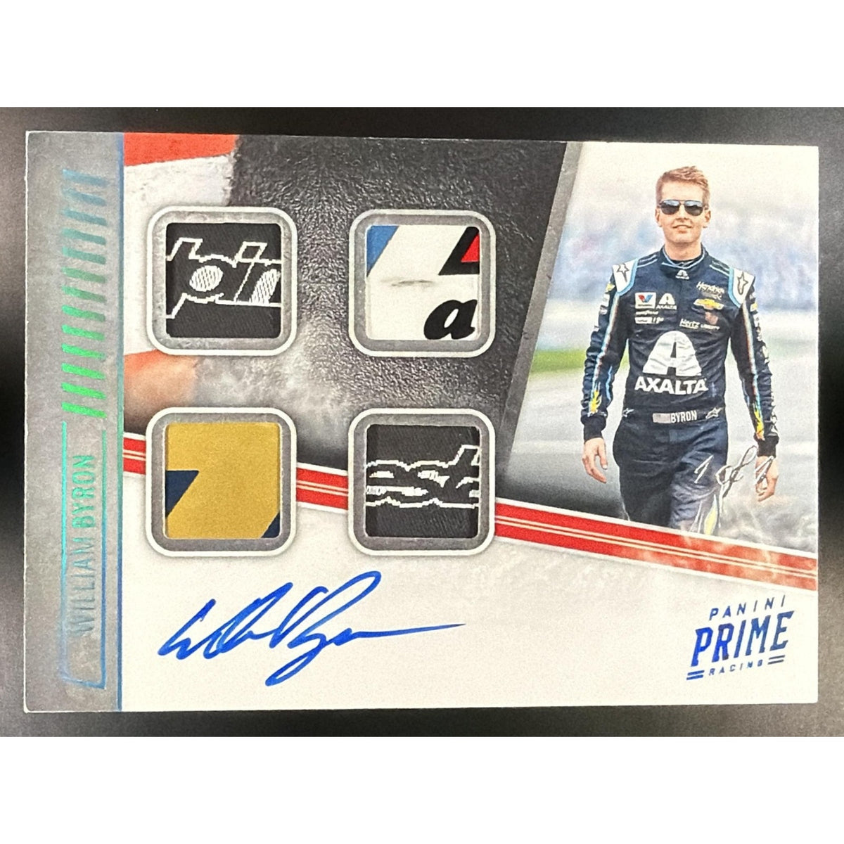 2019 Panini Prime William Byron #QMA-WB Quad Materials Auto Laundry Tags 1/1