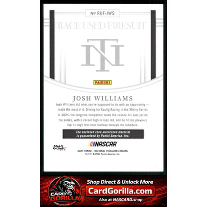 2024 Panini National Treasures Josh Williams Race Used Firesuit Blue #/75
