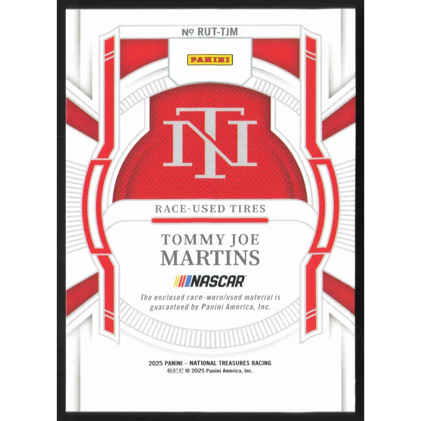 2025 Panini National Treasures Tommy Joe Martins Race Used Tires Blue #/75