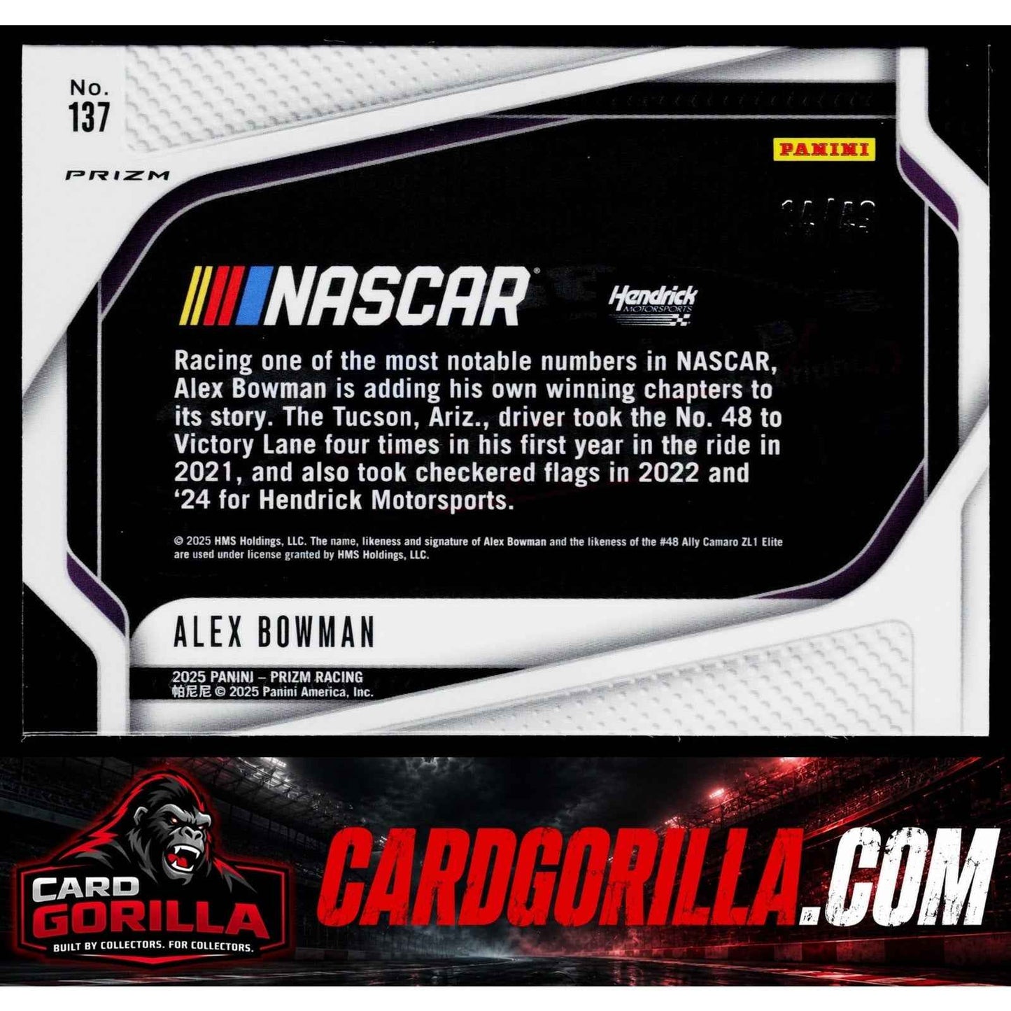 2025 Panini Prizm #137 Alex Bowman Carolina Blue #/49