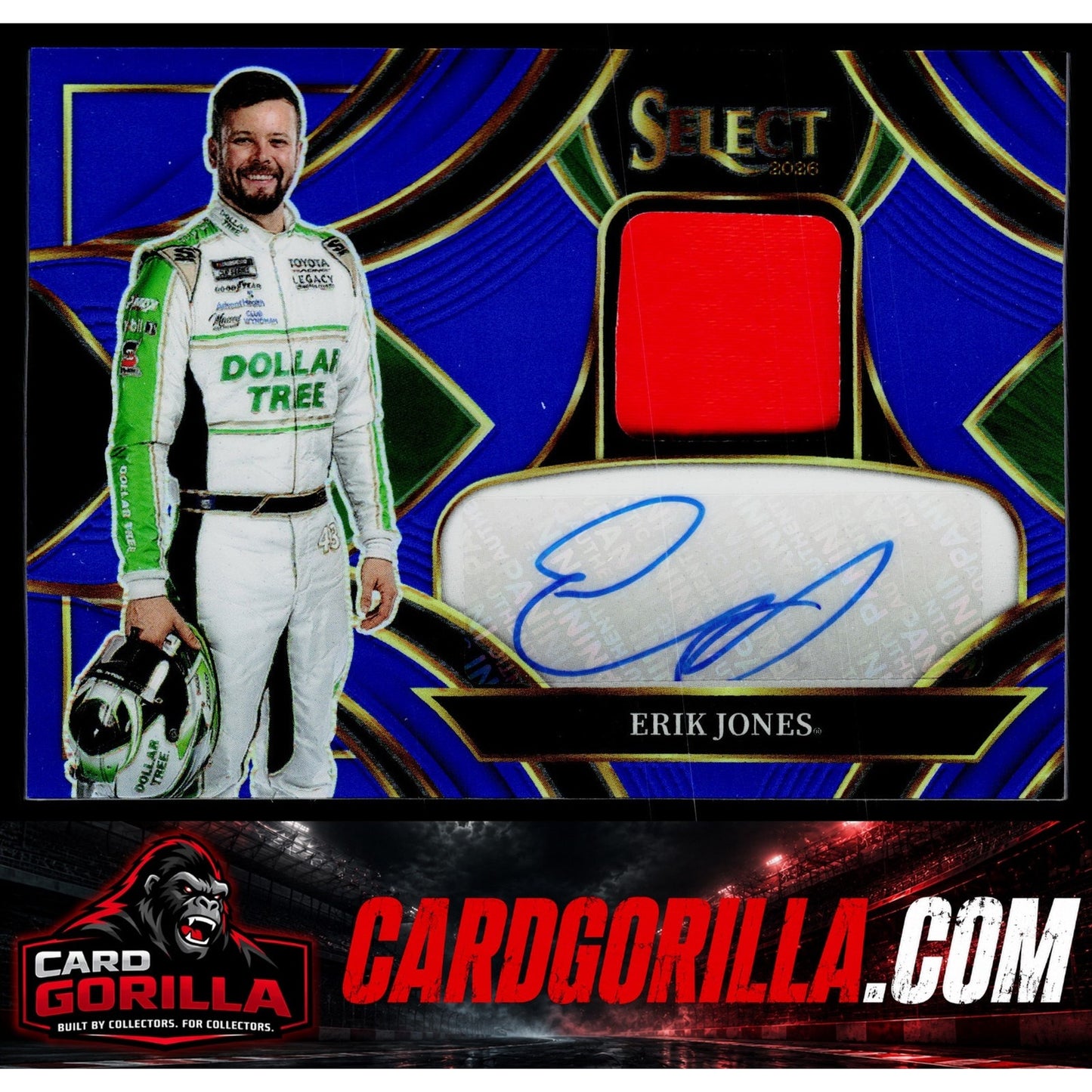 2026 Panini Select #AM-EJS Erik Jones Autographed Memorabilia Bluei Prizm #/35