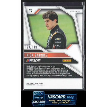 2025 Panini Prizm #72 Nick Sanchez Green Scope #/149