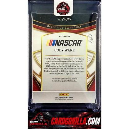2026 Panini Select #SS-CWR Cody Ware Selective Swatches Black Prizms #1/1