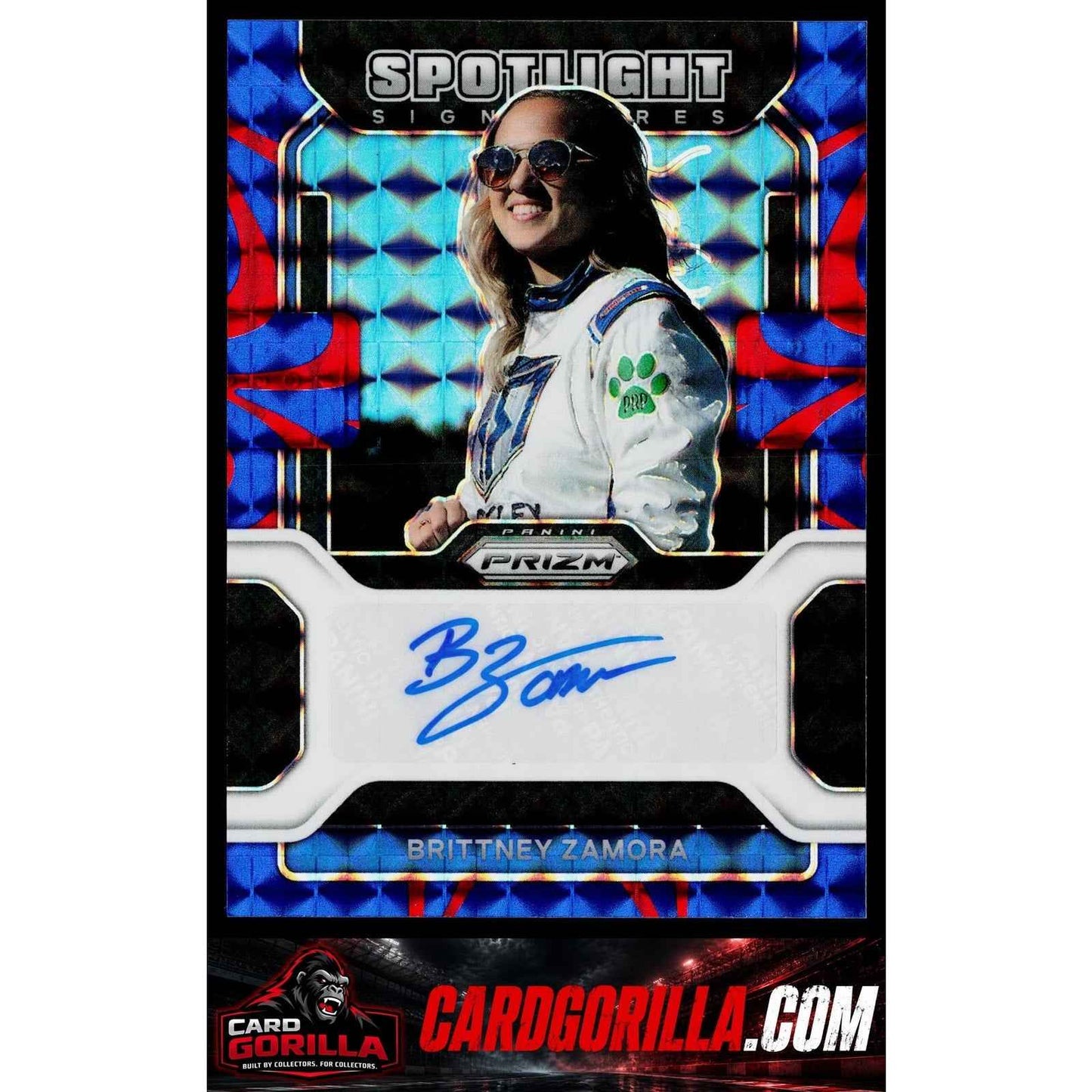 2022 Panini Prizm #SS-BZ Brittney Zamora Spotlight Signatures Reactive Blue #/99