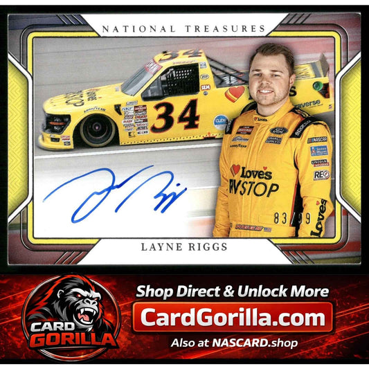 2025 Panini National Treasures #TPS-LRG Layne Riggs Track Pass Signatures #/99