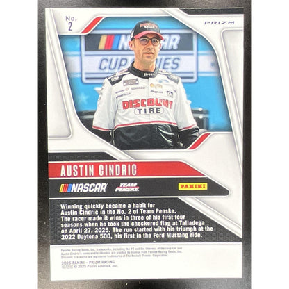 2025 Panini Prizm NASCAR Austin Cindric #2 White Sparkle Prizms