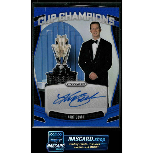 2025 Panini Prizm #CCS-KBS Kurt Busch Cup Champions Signatures Blue #/49