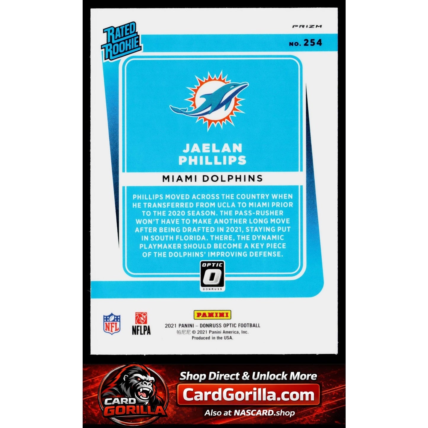 2021 Donruss Optic #254 Jaelan Phillips Blue Scope