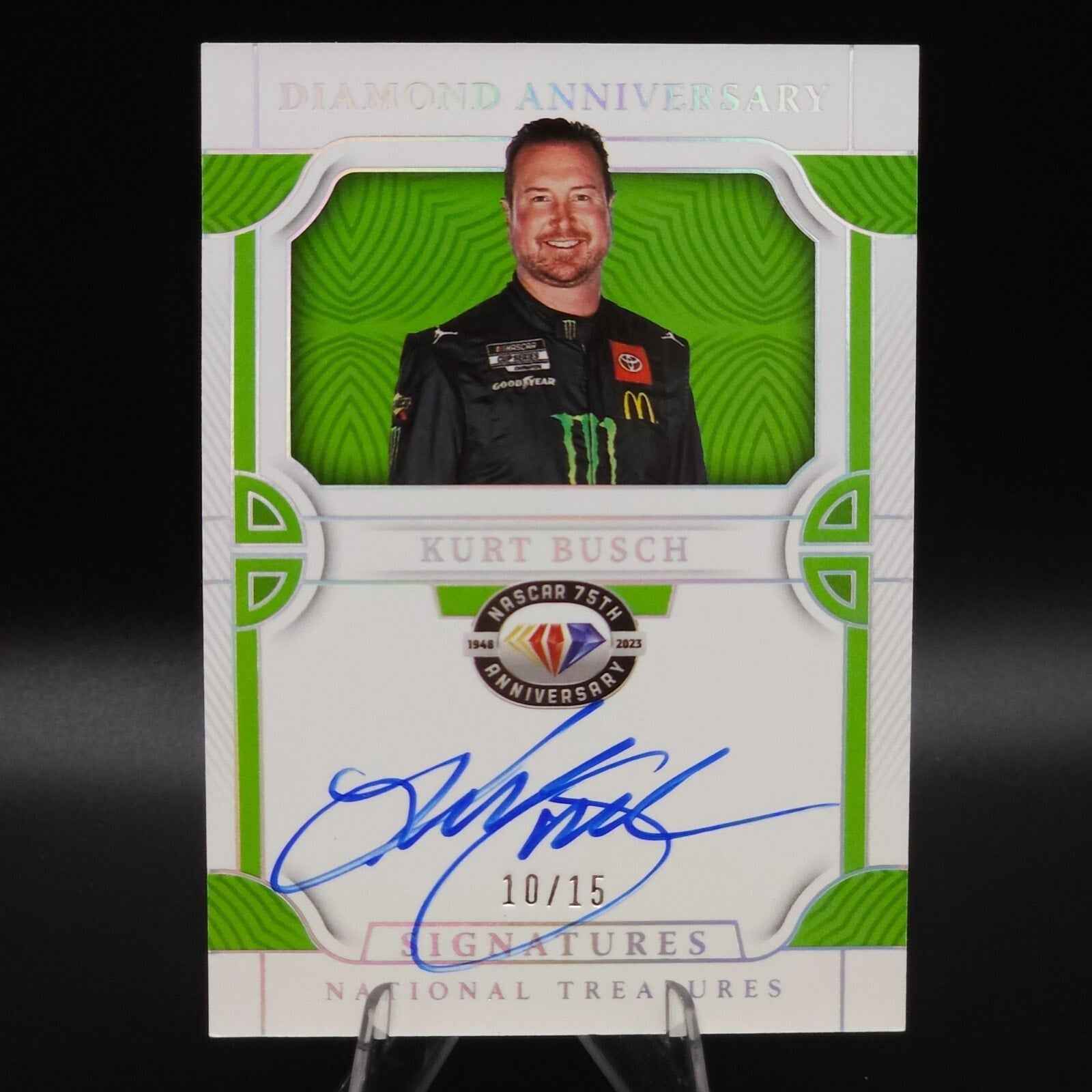 2023 National Treasures Diamond Anniversary Signatures Silver Kurt Busch /15 - NASCARD.shop