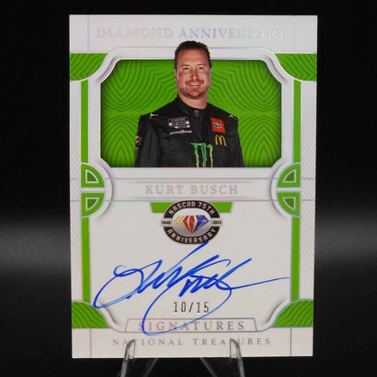 2023 National Treasures Diamond Anniversary Signatures Silver Kurt Busch /15 - NASCARD.shop