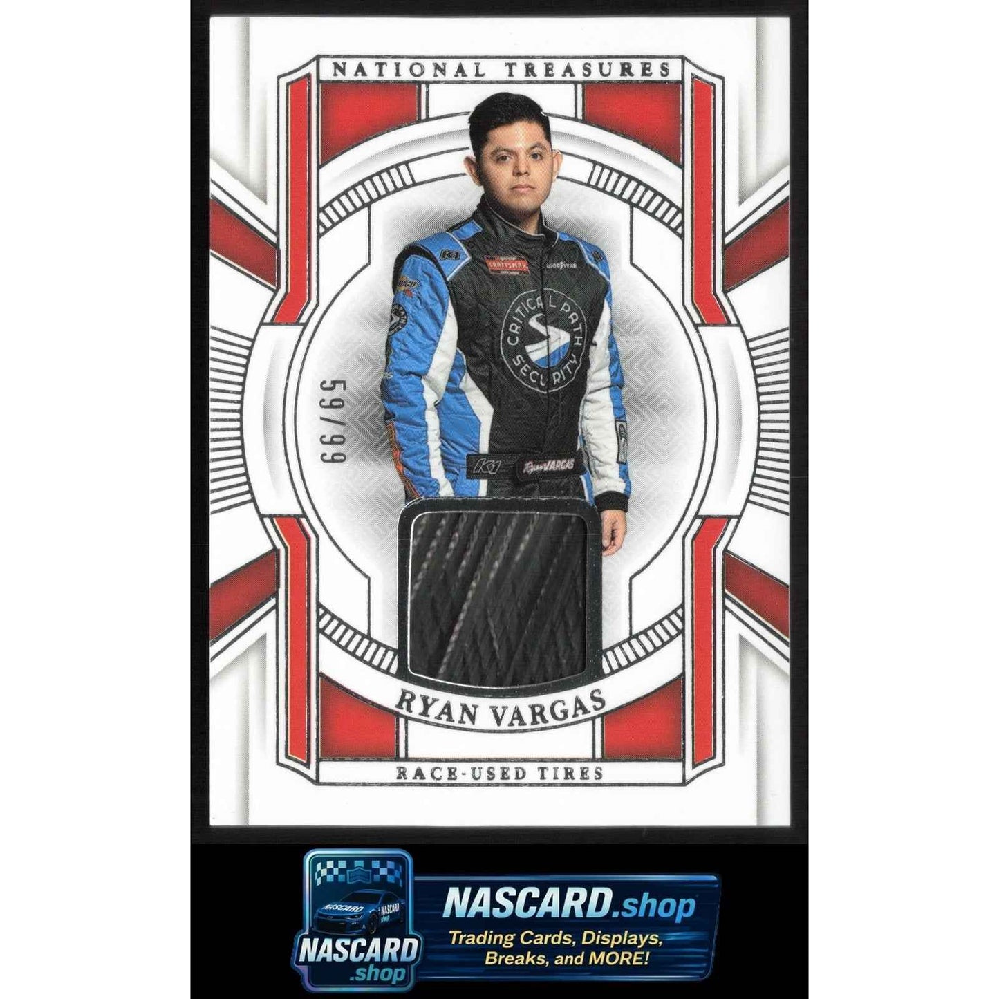 2025 Panini National Treasures #RUT-RVG Ryan Vargas Race Used Tires #/99