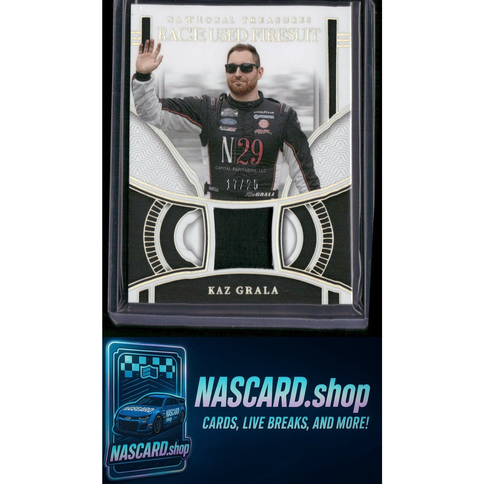 2024 National Treasures Kaz Grala Race Used Firesuit Holo Silver #/25 - NASCARD.shop