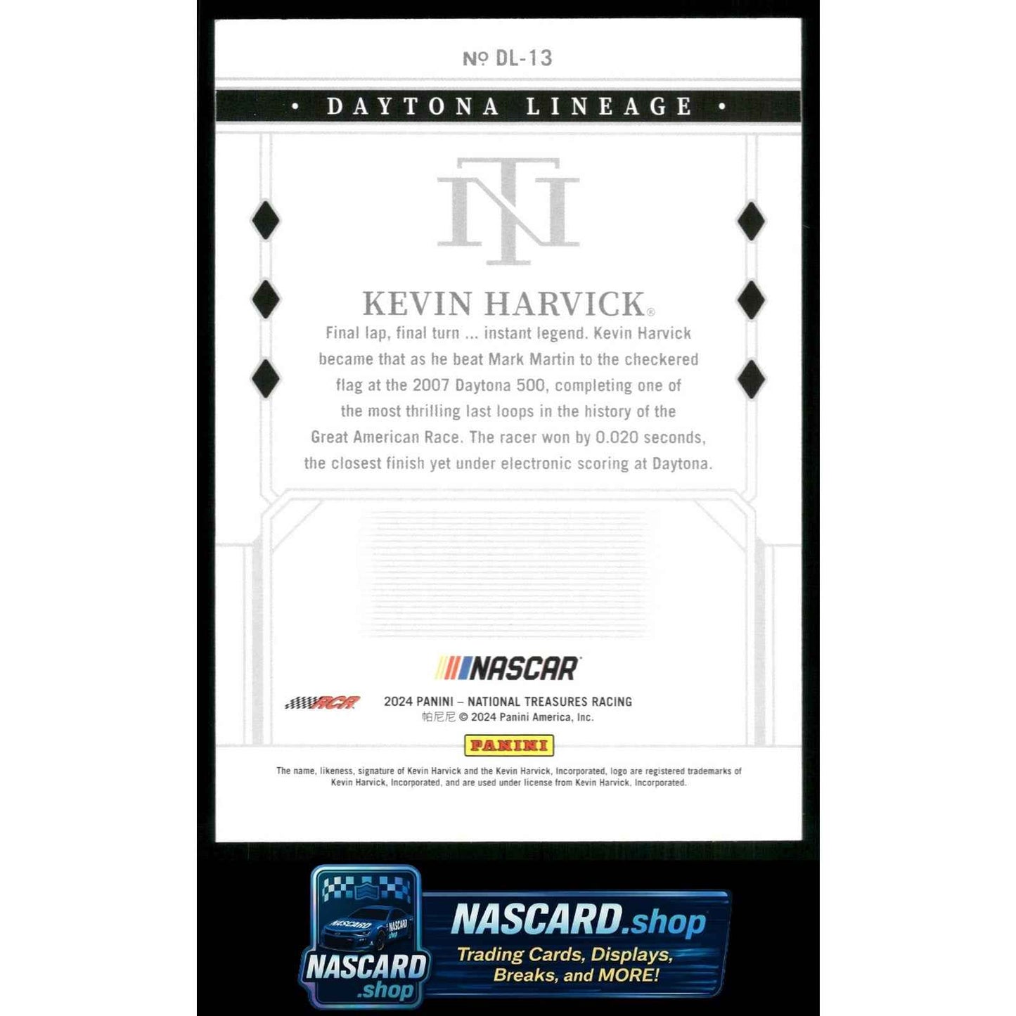 2024 Panini National Treasures #DL-13 Kevin Harvick Daytona Lineage #/25