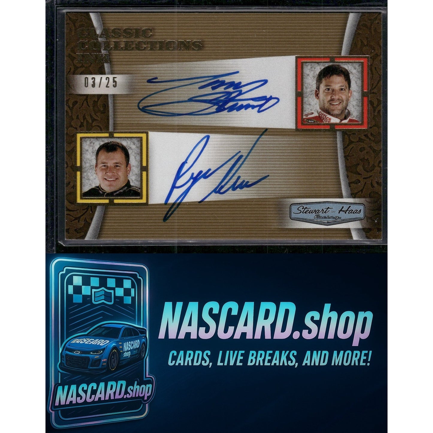 2009 Press Pass Tony Stewart Ryan Newman Classic Collections Ink Gold #/25 - NASCARD.shop