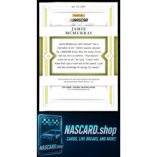 2024 National Treasures Jamie McMurray Treasured Swatches Holo Silver #/25 - NASCARD.shop