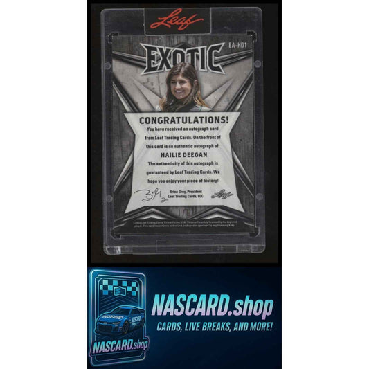 2022 Leaf Exotic - Base Autographs Parrot #EA-HD1 Hailie Deegan #1/6