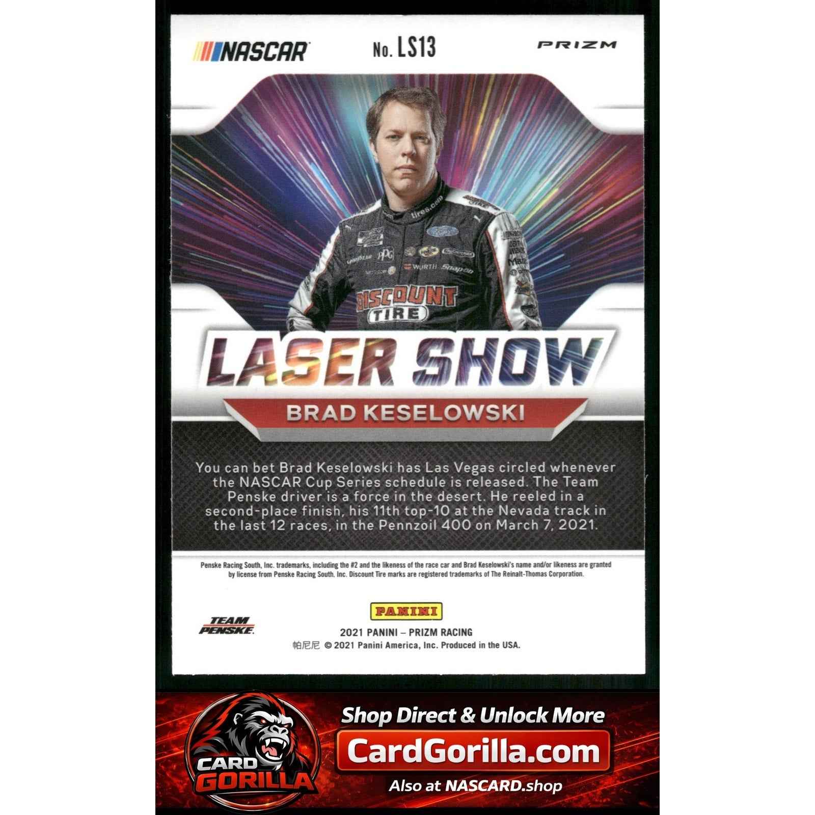 2021 Panini Prizm #LS13 Brad Keselowski Laser Show