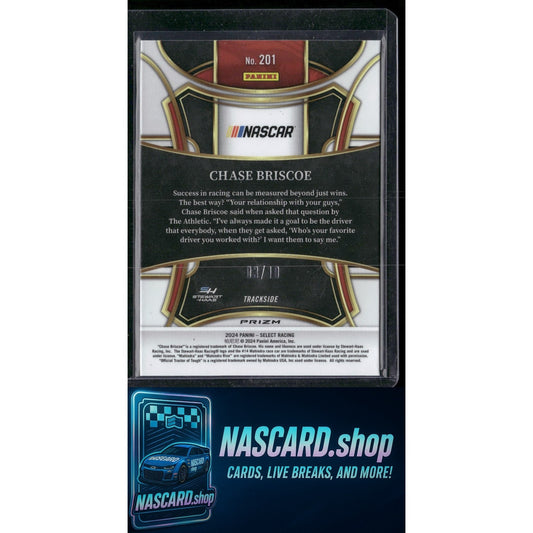 2024 Panini Select #201 Chase Briscoe Gold Flash Prizms #/10 - NASCARD.shop