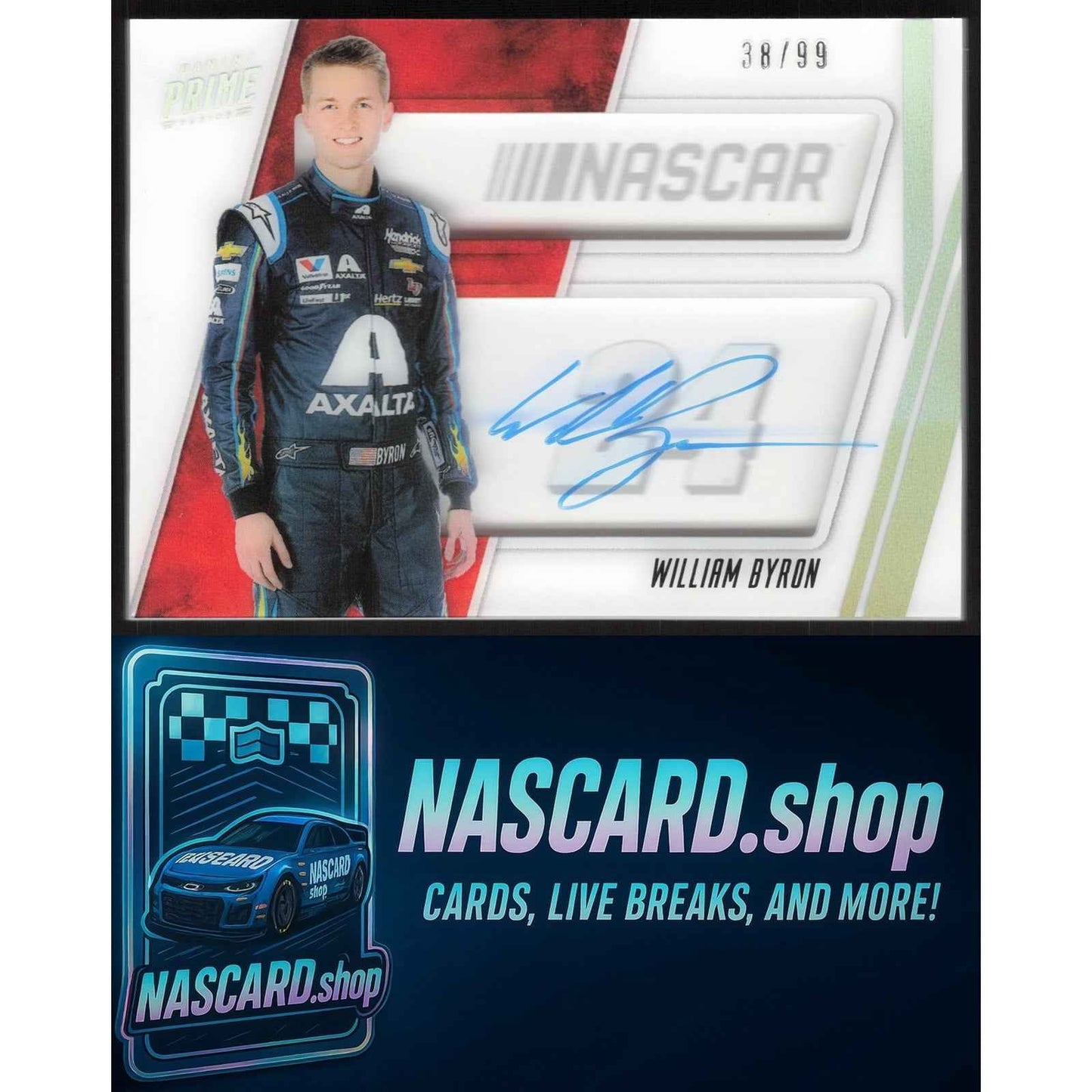 2019 Panini Prime William Byron NASCAR Shadowbox Signatures Car Number #/99