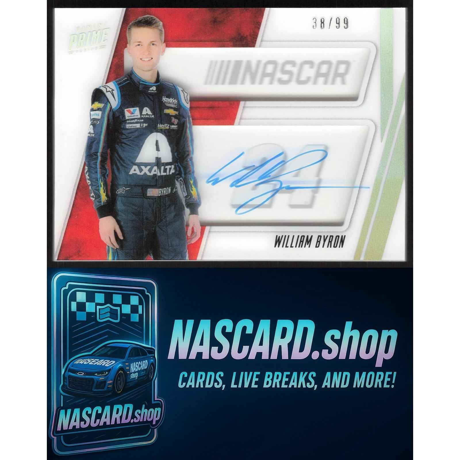 2019 Panini Prime William Byron NASCAR Shadowbox Signatures Car Number #/99