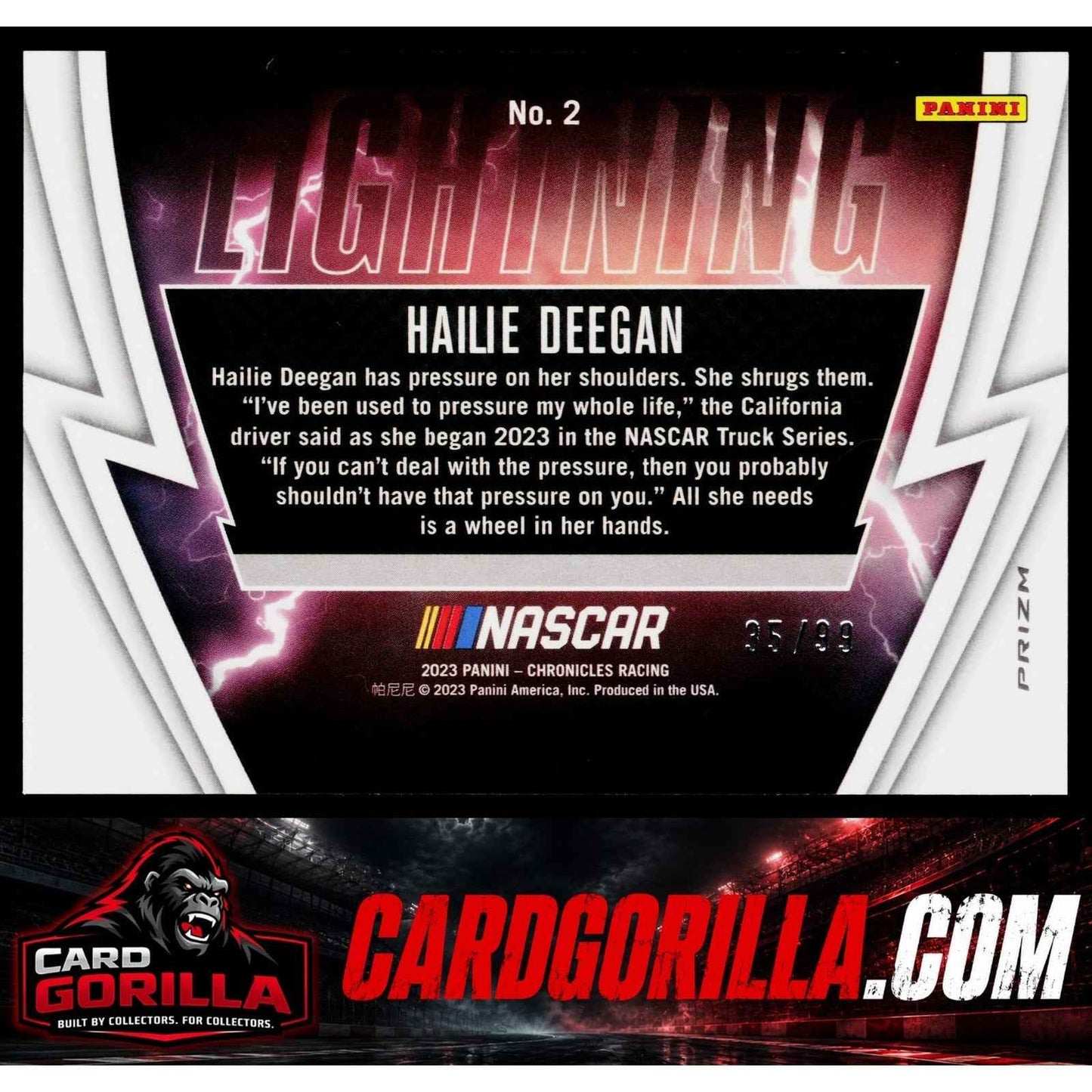 2023 Panini Chronicles #2 Hailie Deegan Lightning Red #/99