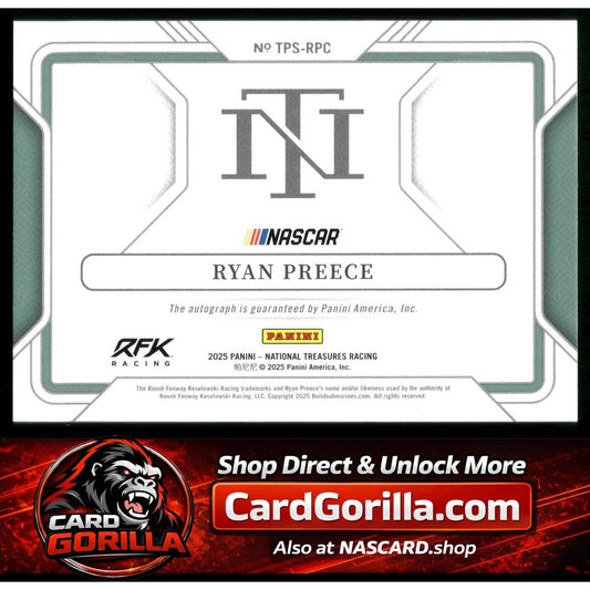 2025 Panini National Treasures #TPS-RPC Ryan Preece Track Pass Signatures #/99