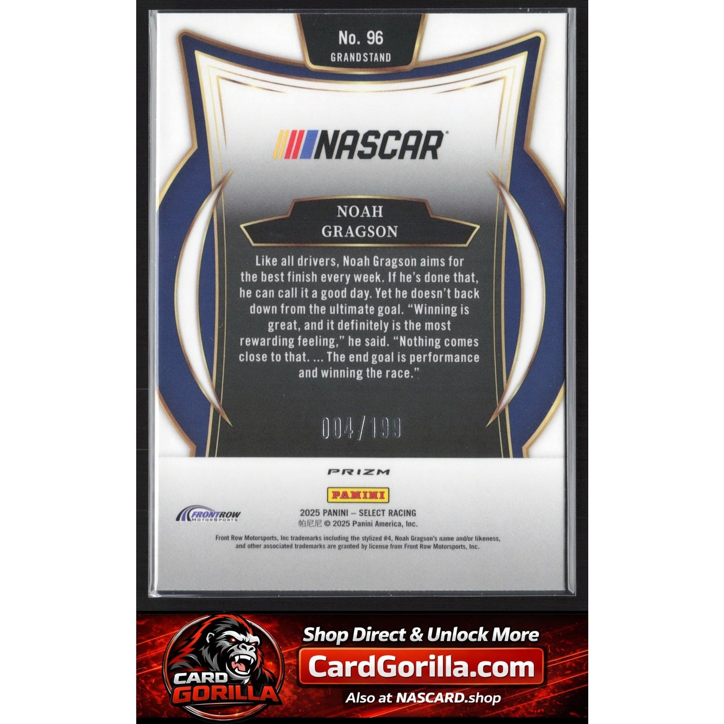 2025 Panini Select #96 Noah Gragson Purple Prizms #/199