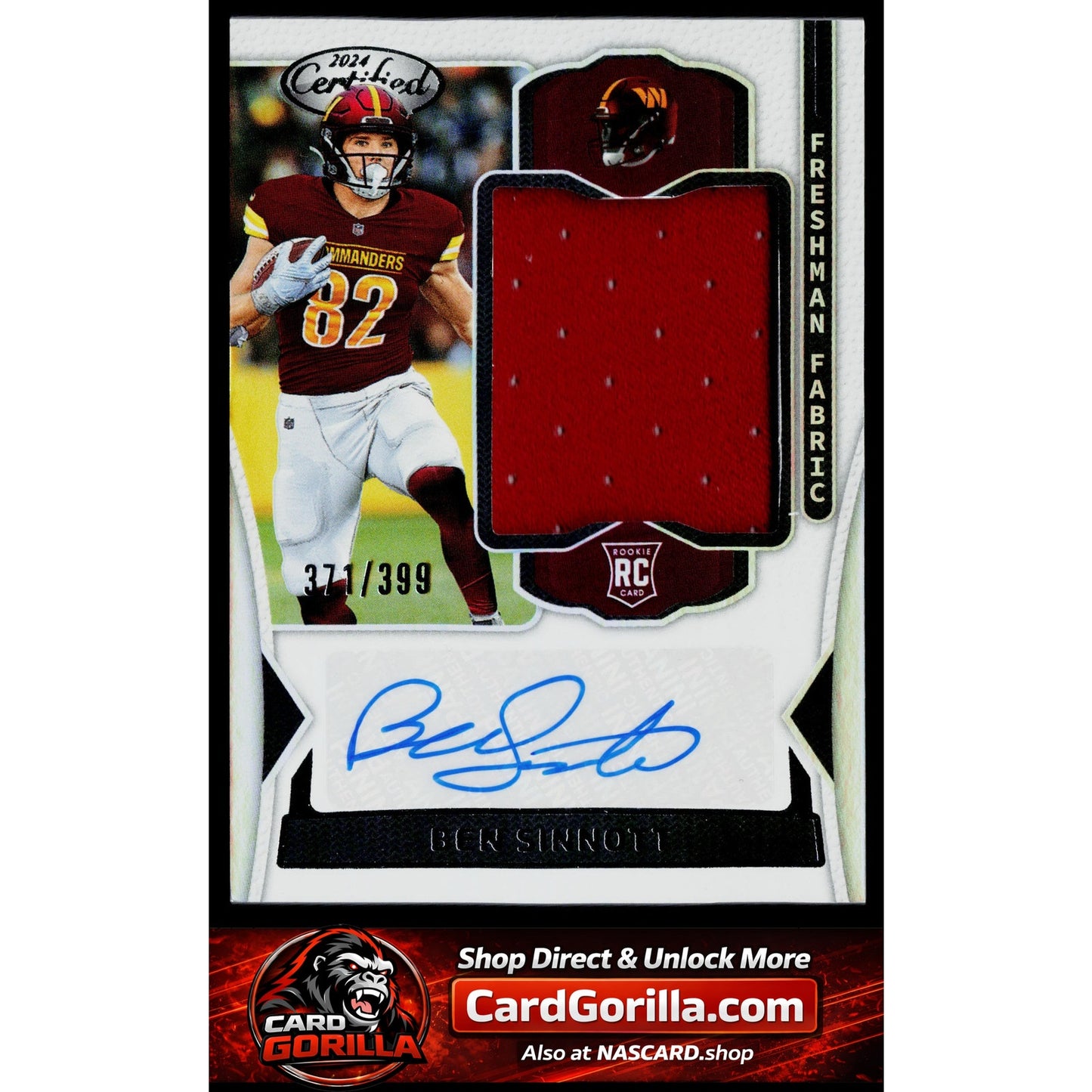 2024 Panini Certified Ben Sinnott Freshman Fabric Mirror Signatures #/399