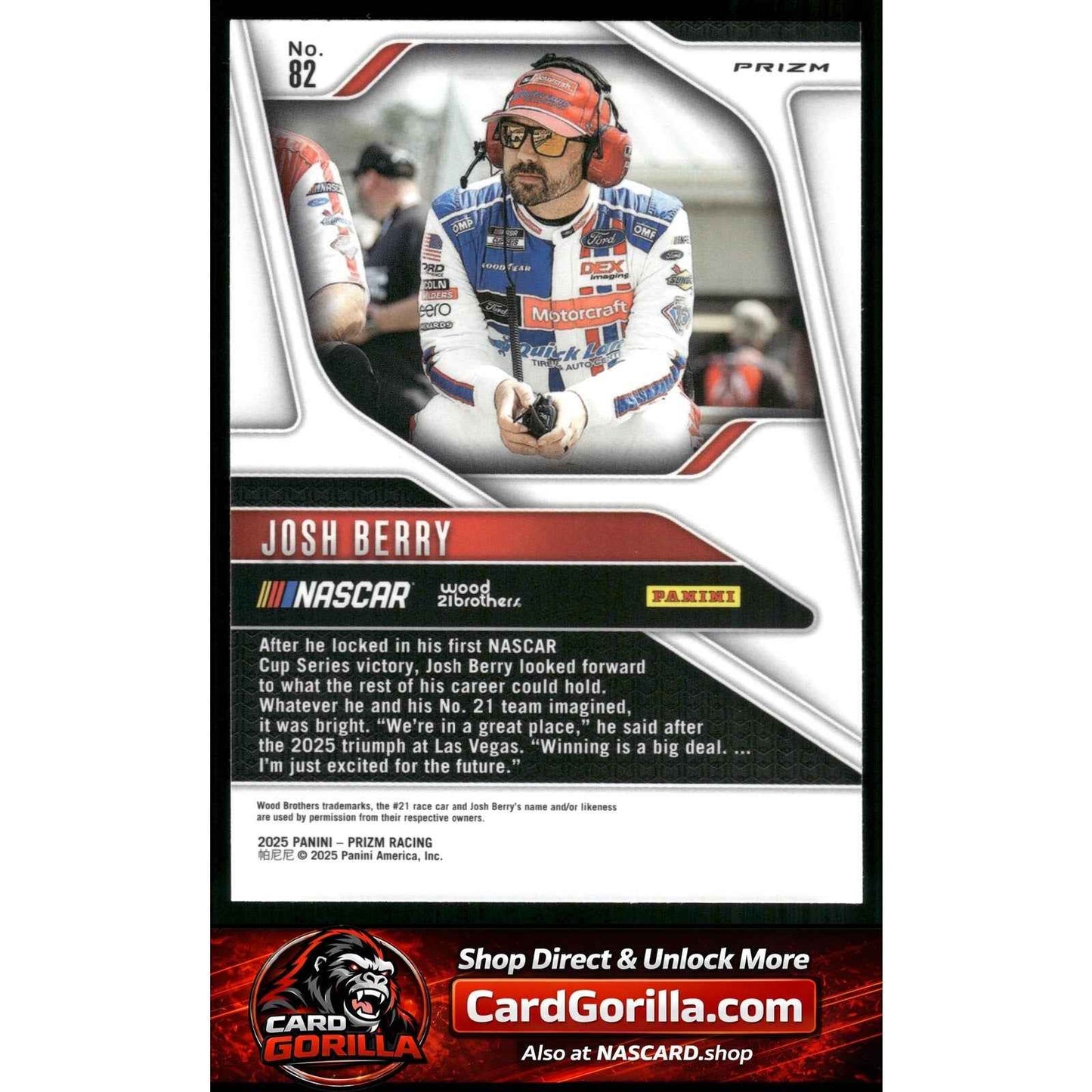 2025 Panini Prizm #82 Josh Berry White Sparkle