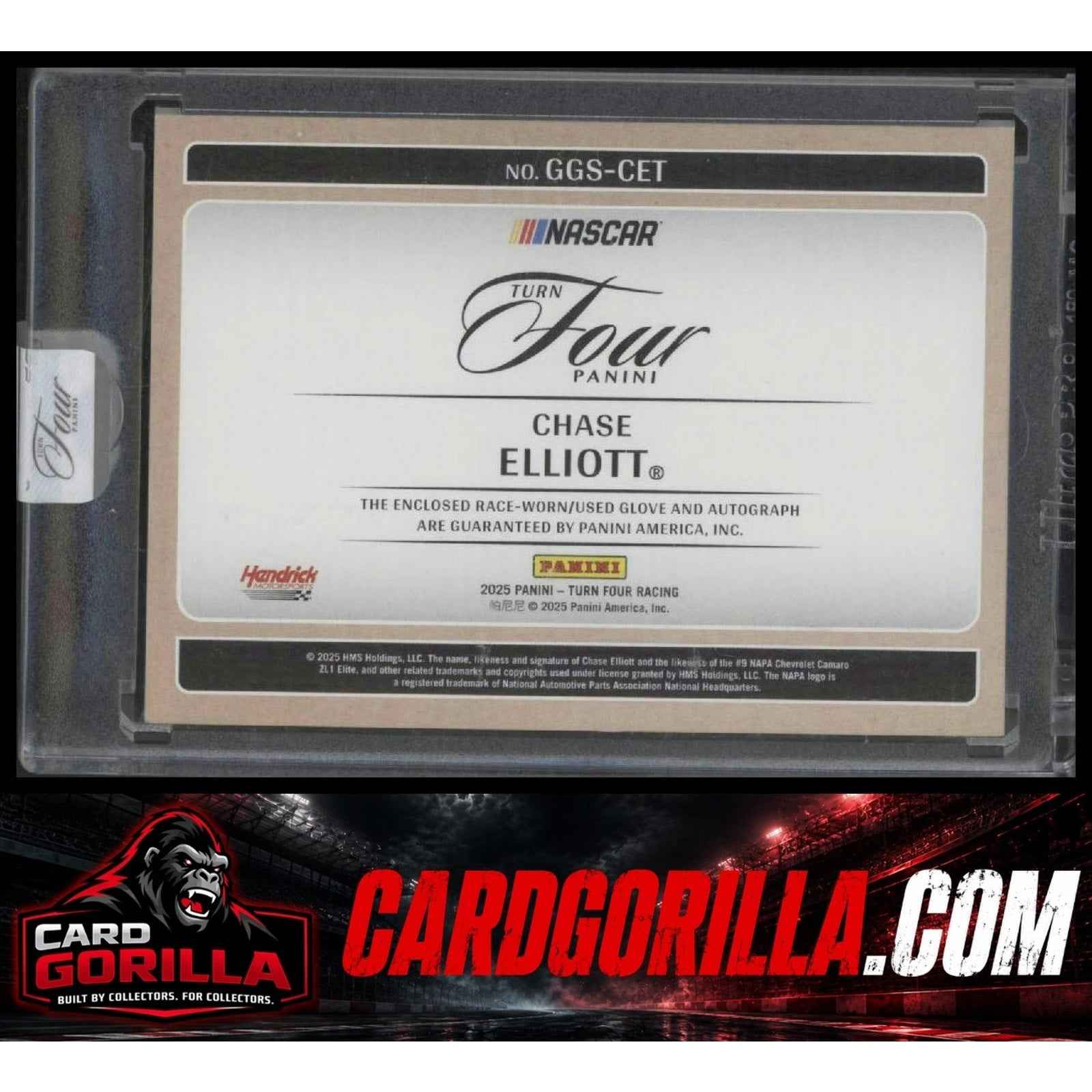 2025 Panini Turn Four #GGS-CET Chase Elliott Get a Grip Signatures #/25