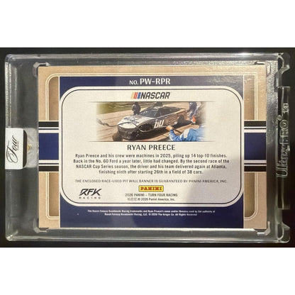 2026 Panini Turn Four Racing Ryan Preece #3 Pit Wall Jumbo Swatches 26/99 MEM