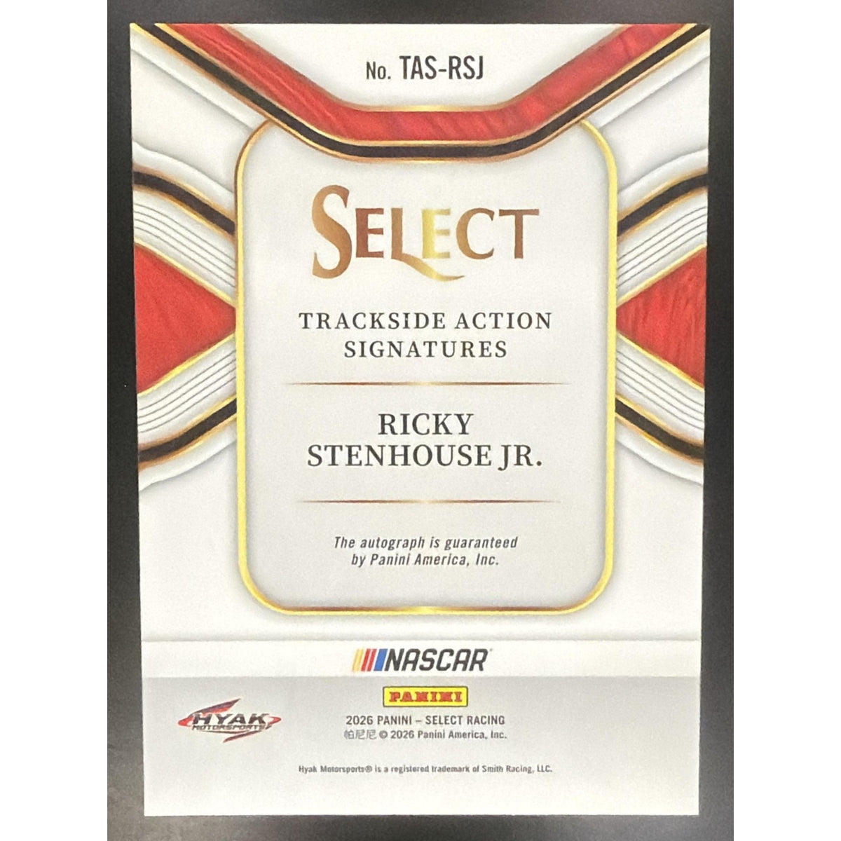 2024 Panini Select Nascar Ricky Stenhouse Jr Trackside Action Signatures