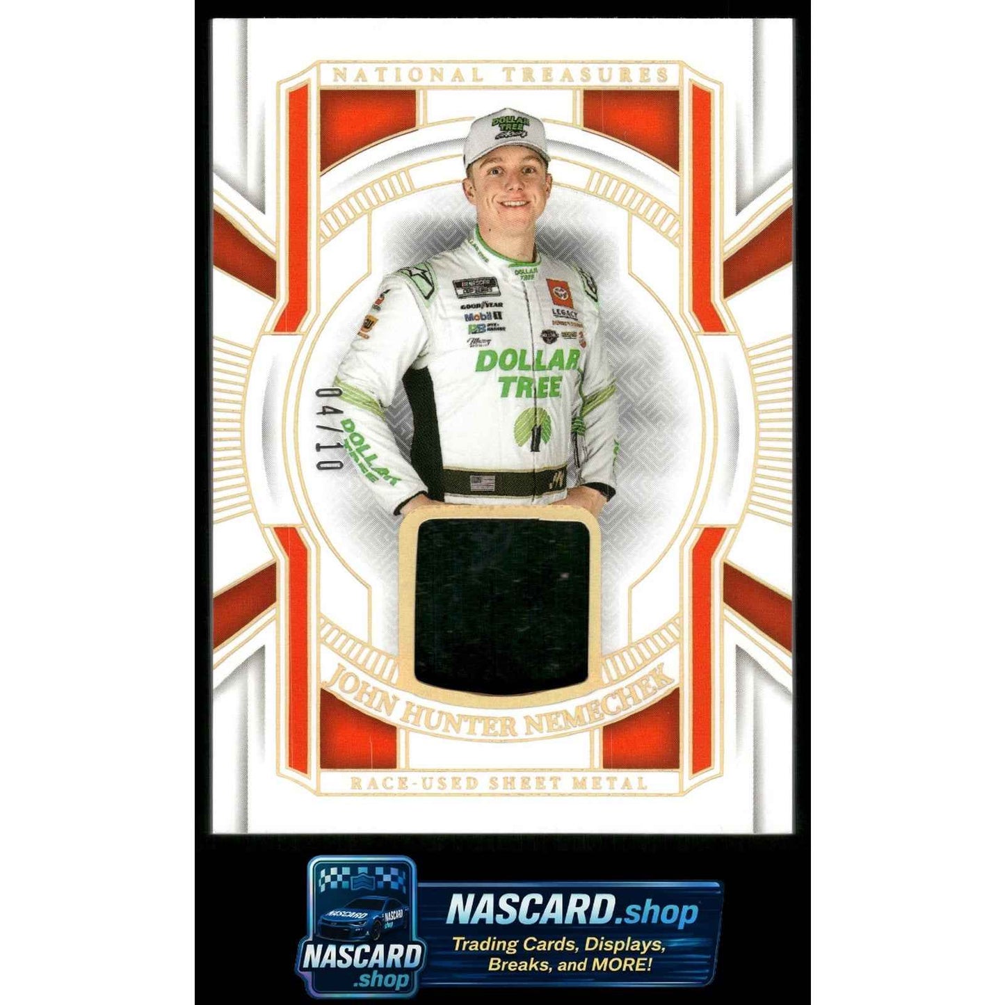 2025 National Treasures John Hunter Nemechek Race Used Sheet Metal Holo Gold /10