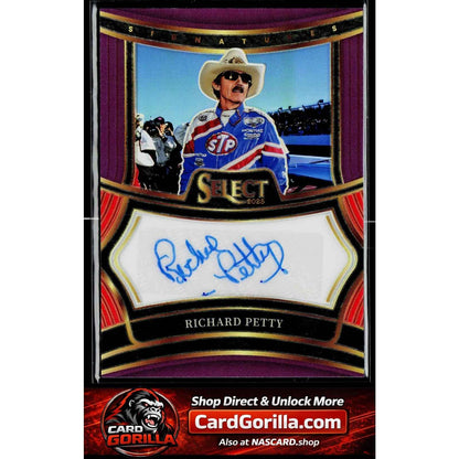 2025 Panini Select #S-RPT Richard Petty Signatures Purple Prizms #/49