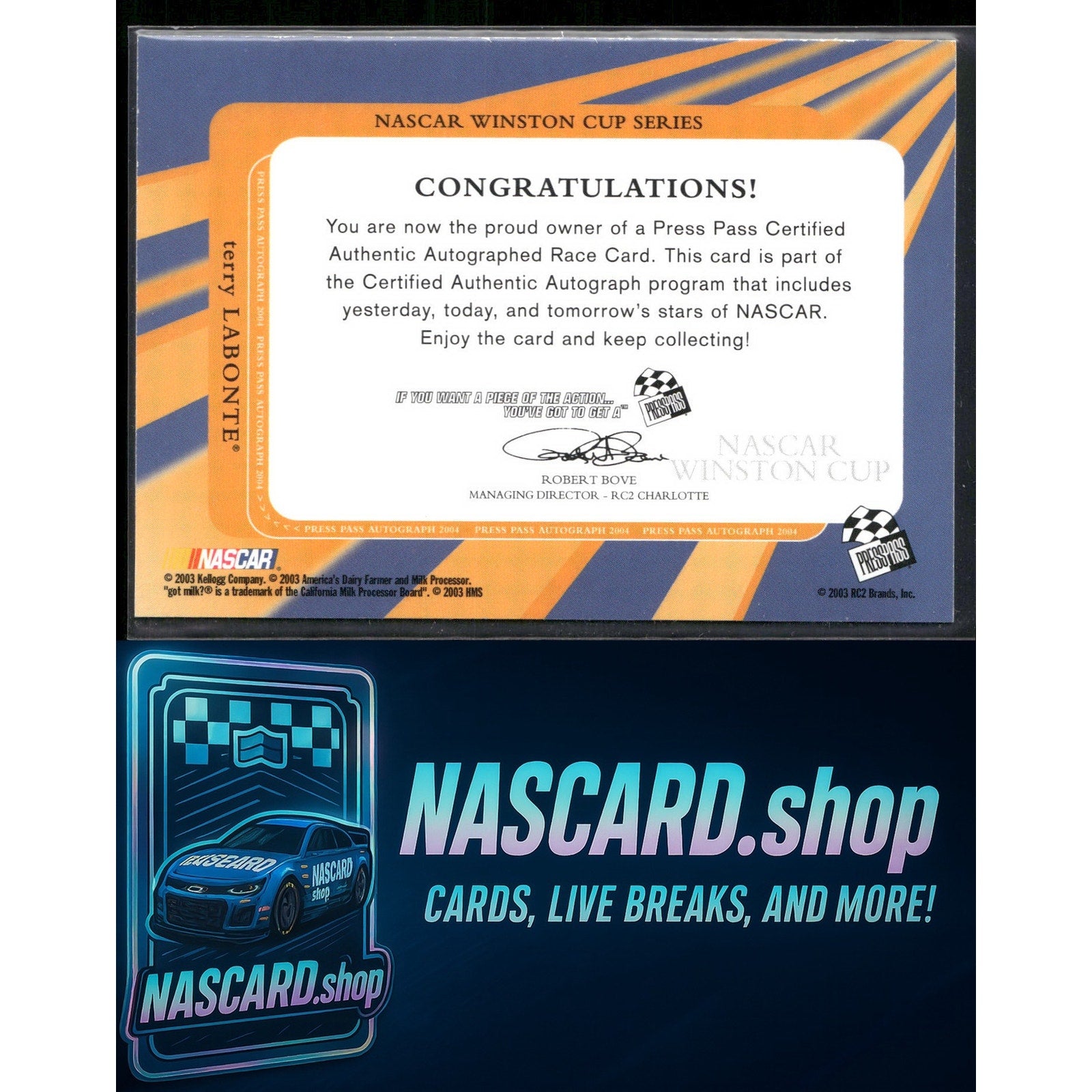 2004 Press Pass Terry Labonte Autographs - NASCARD.shop