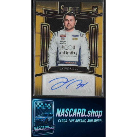2024 Panini Select #S-LRG Layne Riggs Signatures Gold Prizms #/10 RC