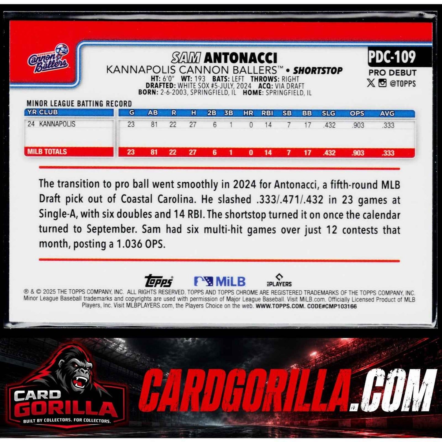 2025 Topps Pro Debut #PDC-109 Sam Antonacci Chrome X-Fractor