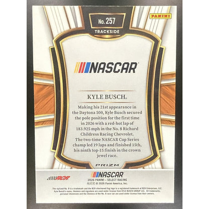 2026 Panini Select NASCAR Kyle Busch #257 Set - Trackside Silver Logo