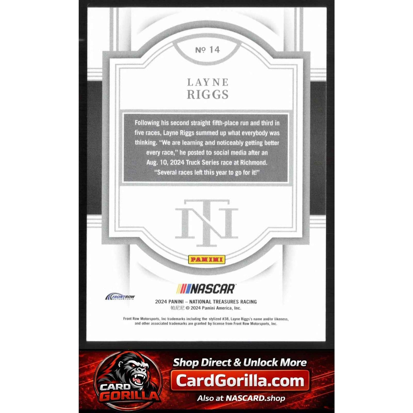 2024 Panini National Treasures #14 Layne Riggs Holo Silver #/25