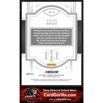 2024 Panini National Treasures #14 Layne Riggs Holo Silver #/25