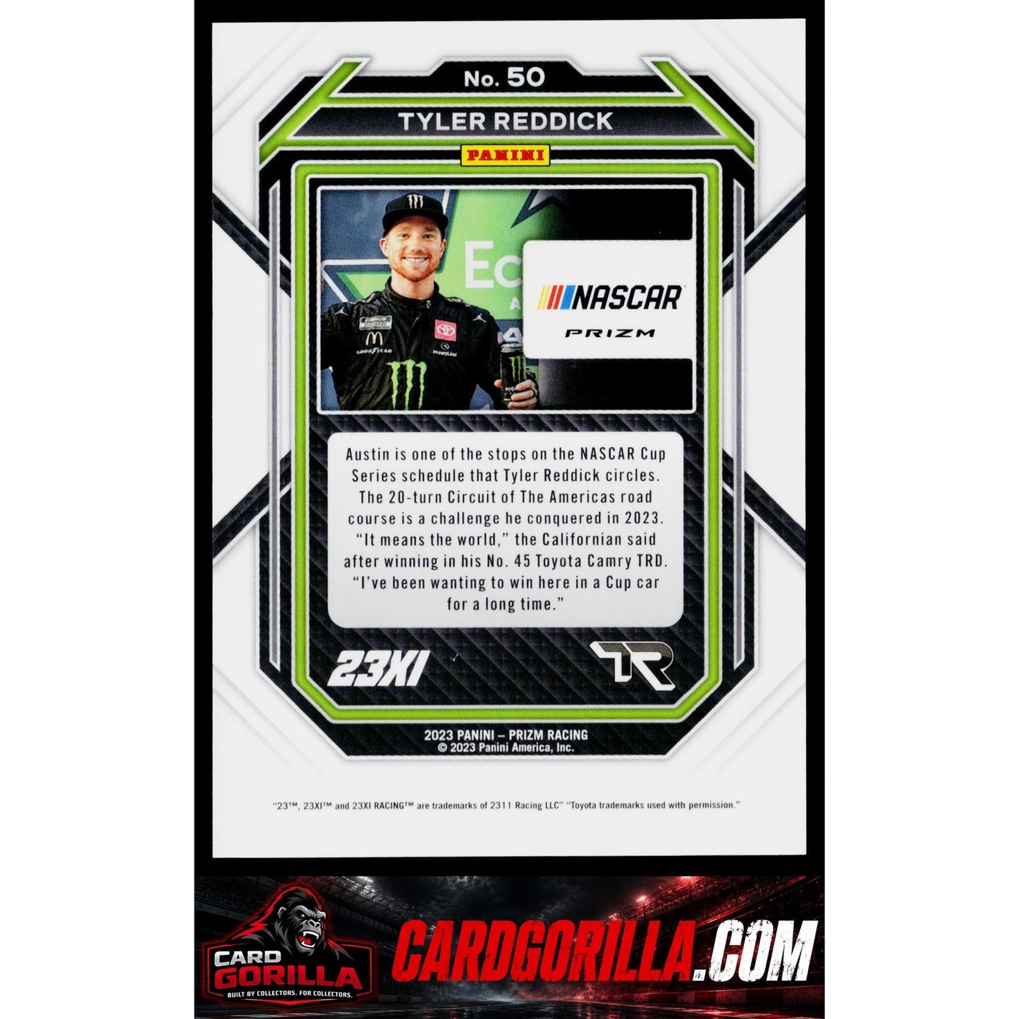 2023 Panini Prizm #50 Tyler Reddick White Sparkle Prizm
