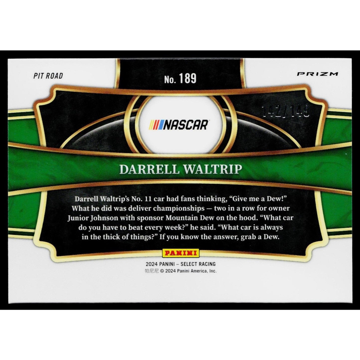 2024 Panini Select #189 Darrell Waltrip Red and Blue Prizms #/149