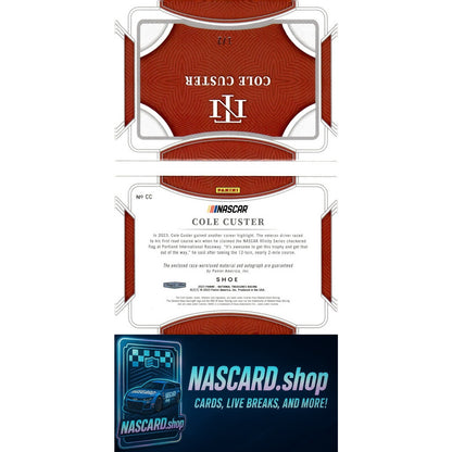 2023 National Treasures Cole Custer Jumbo Shoe Laundry Tag Signature Booklet #/2