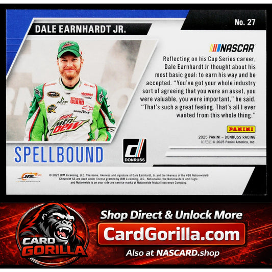 2025 Donruss #27 Dale Earnhardt Jr Spellbound Blue Xplosion #/49