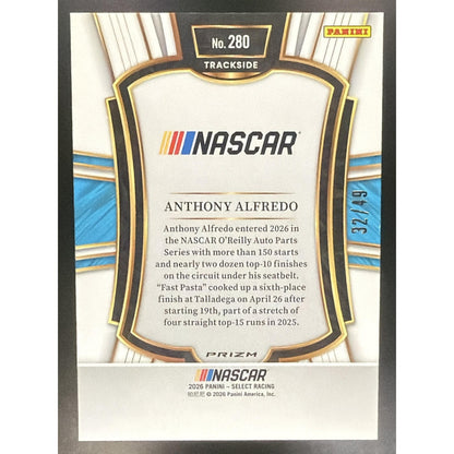 2026 Panini Select NASCAR Anthony Alfredo Trackside Black and Blue Prizms /49