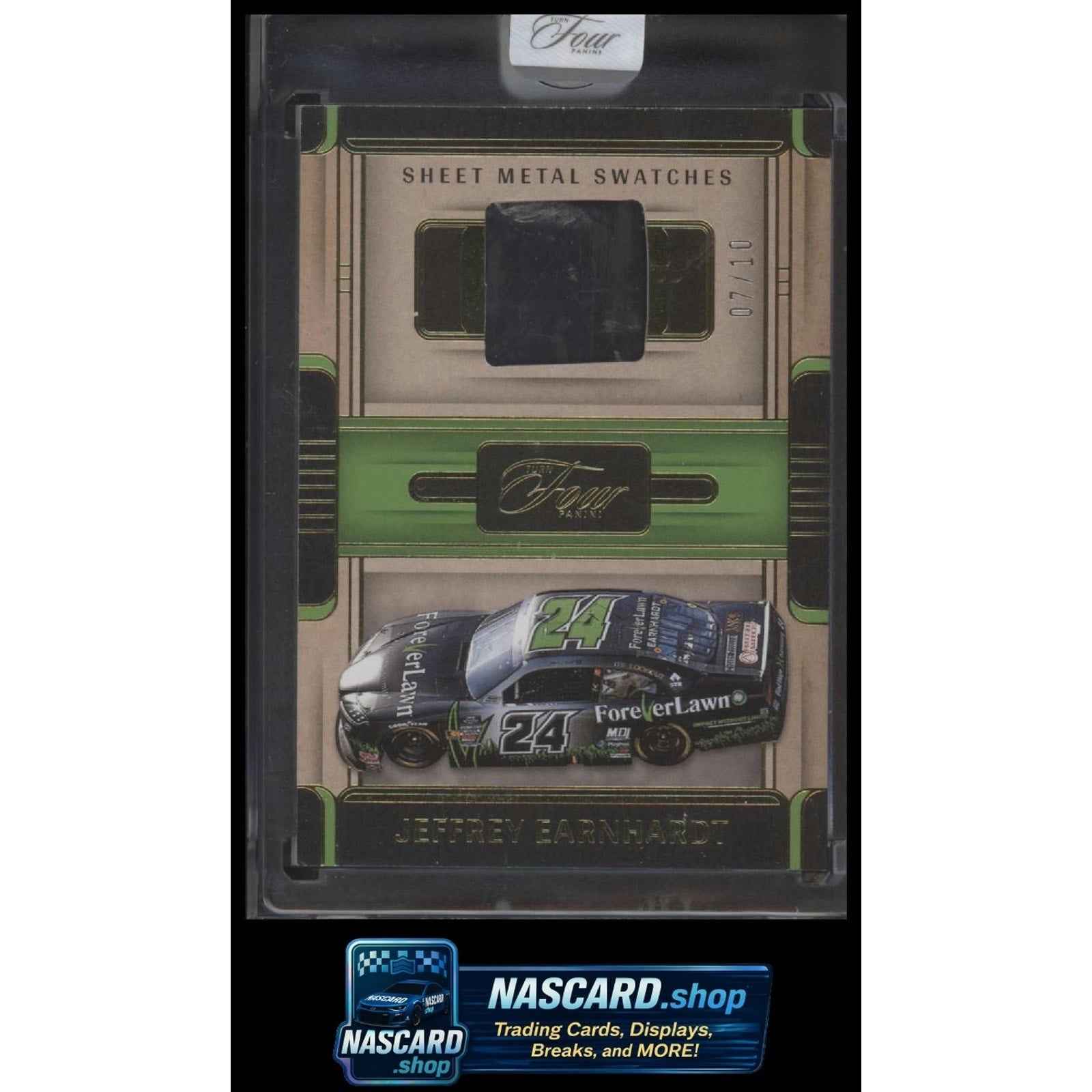 2025 Panini Turn Four #SWS-JET Jeffrey Earnhardt Sheet Metal Swatches Gold #/10